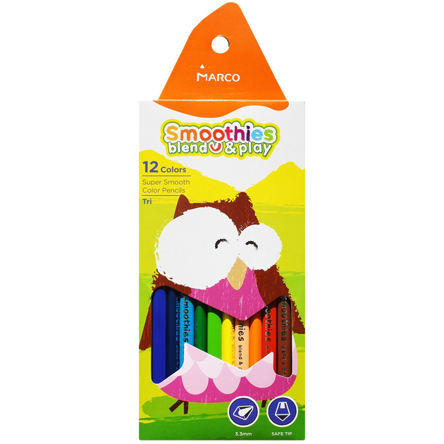 Colored pencils "Marco Smoothies b&p" 12 pcs. /2150-12SV/ triangular, super soft (1/12/120)