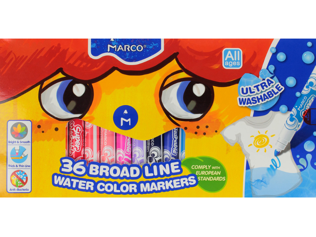 Markers "Marco Super Washable" 36 pcs. /1632-36CB/ Jumbo (1/4/16)