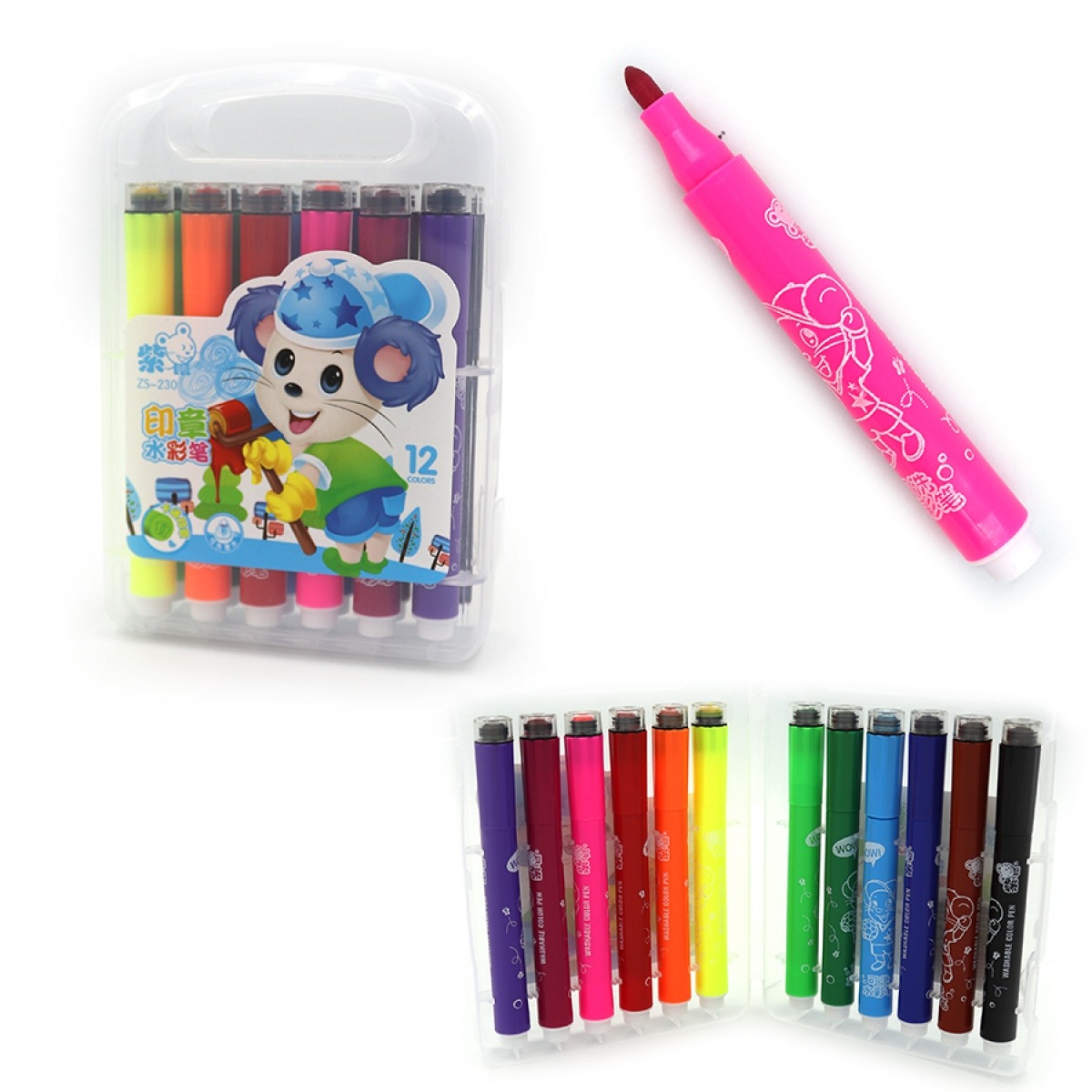 Felt-tip pens "JO" /230-12/ "Mouse" hexagonal. 12 pieces (1/36/108)