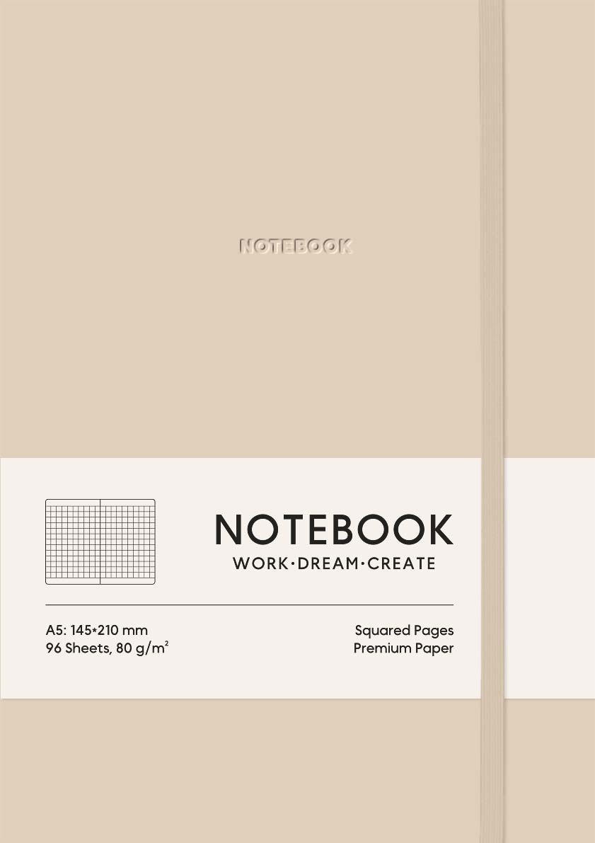 Notebook A5/96 sheet. "Schoolboy" /A5-7109KSoft Pink/ # covering polyurethane, white block, 80g/m2 "Latte" (1/12)