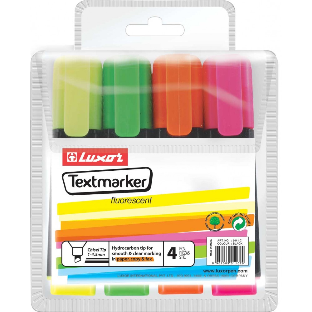 Set of text markers. "Luxor" /4150/ "Textmarker" set of 4 pcs./4 circles (pink, red, green, yellow), 1-4.5 mm (1/12/144)