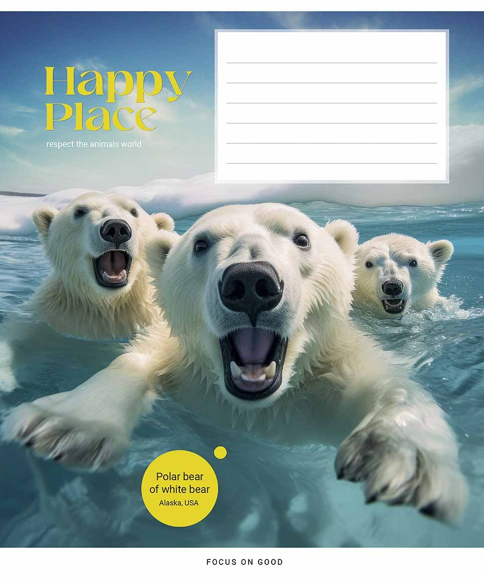 Student's notebook "Skolyarik" 12 sheets # /3352K/ "Wild selfie" VD-lacquer (nayte) (30/300)
