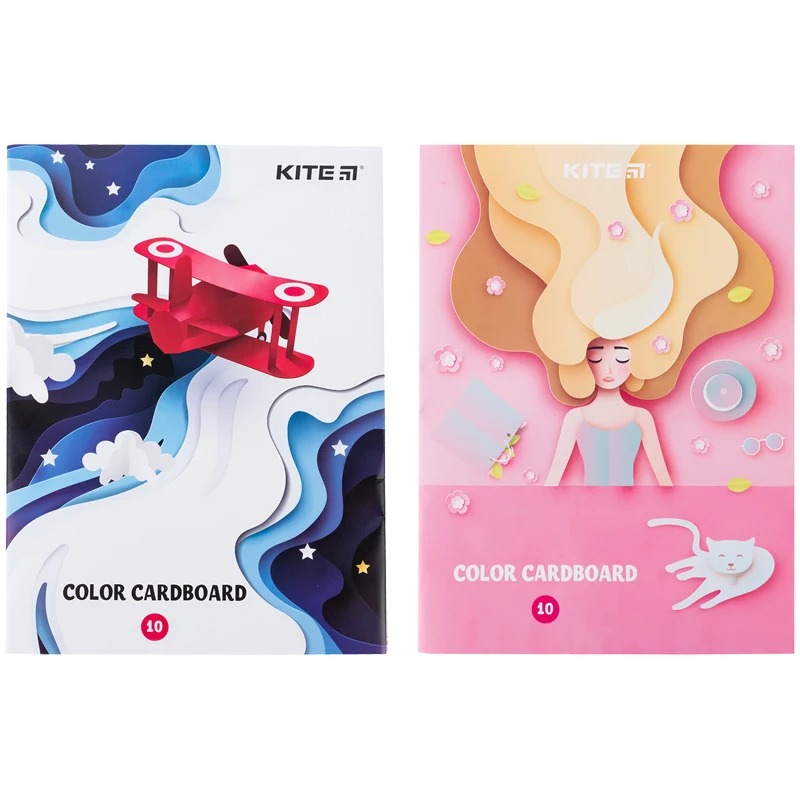 Color cardboard A5/10 sheets. "Kite" /K24-1257/one-sided 10-ring slider (1/40)
