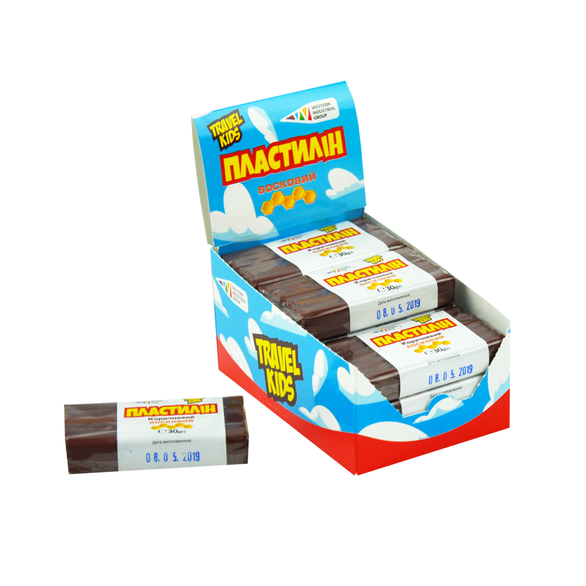 Plasticine "TRAVEL KIDS" wax /333109/TK/ brown 30g (12/48/144)