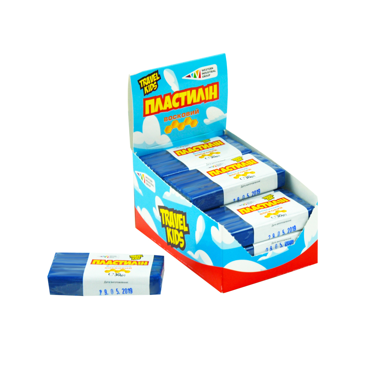 Plasticine "TRAVEL KIDS" wax /333110/TK/ blue 30g (12/48)