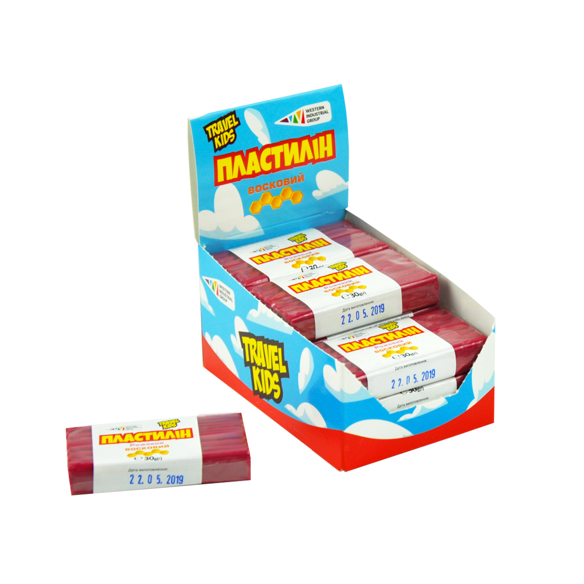 Plasticine "TRAVEL KIDS" wax /333111/TK/ pink 30g (12/48)