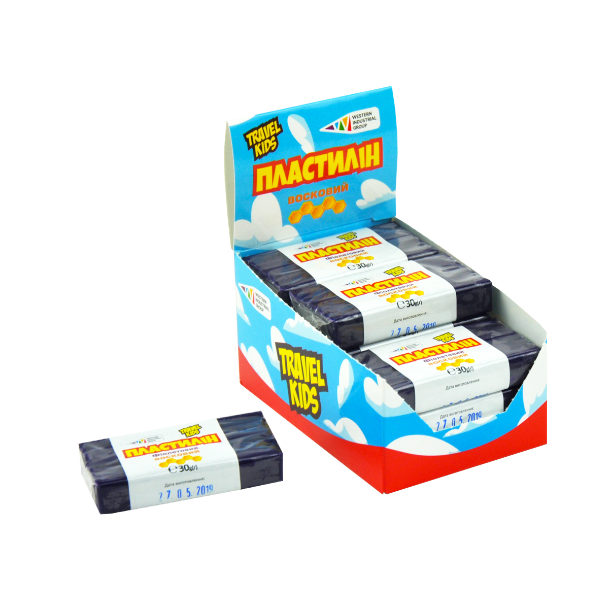 Plasticine "TRAVEL KIDS" wax /333112/TK/ purple 30g (12/48)