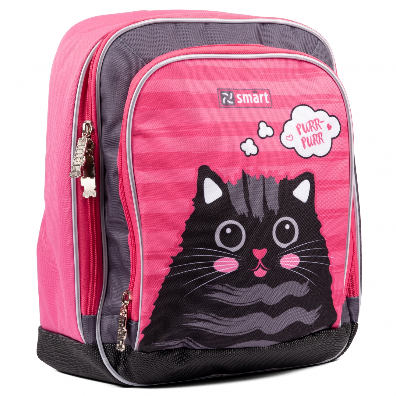 Frame backpack "SMART" /558036/ H-55 "Cat rules", pink/black (1/4)