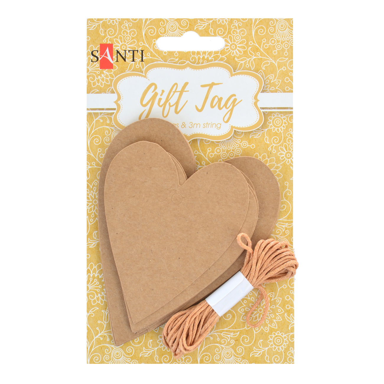 Cord for wrapping gifts "Santi" /742269/ +20 tags "Heart", 3m (1/10/200)