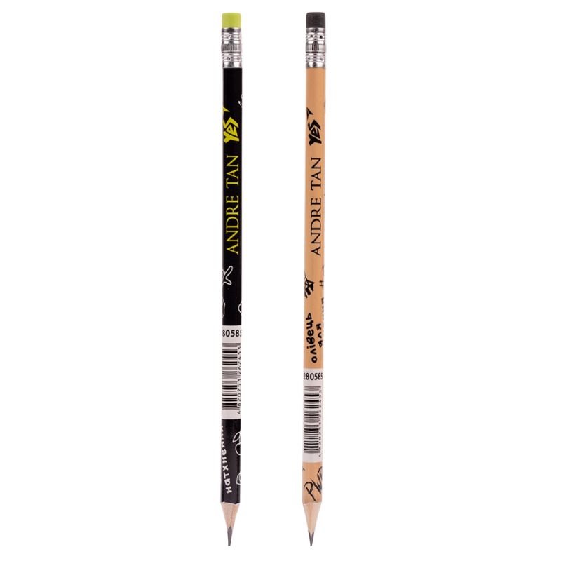 Pencil pr. "Yes" /280582/ by ANDRE TAN HB triangular with eraser, 2pcs/pack. (1/24/240)