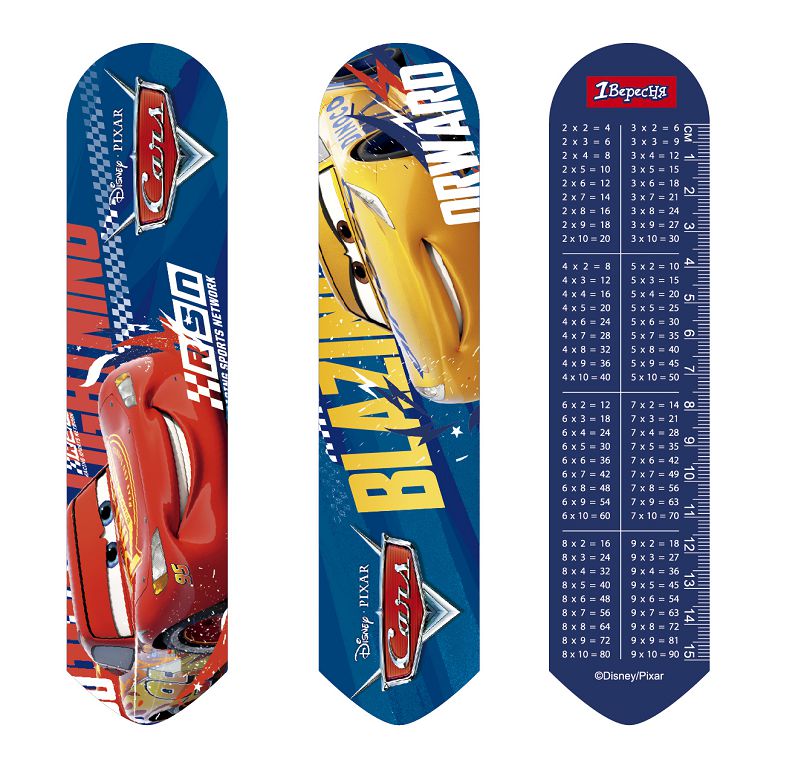 Bookmarks 2D "1B" /707343/ "Cars" + line.15 cm + tab. multiple, 19*4.5 cm (1/100)