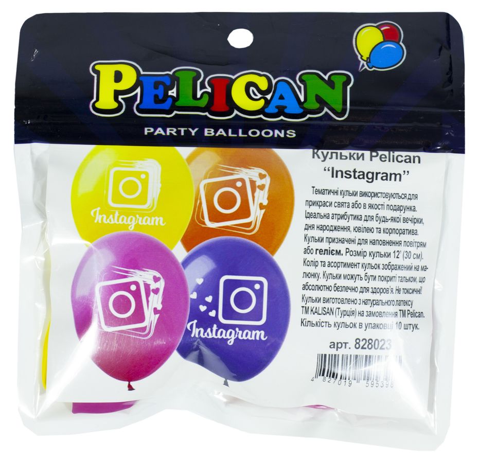 Кульки повітряні "Pelican" /828023/ 12' (30 см) "INSTAGRAM" 1-стор., 10шт/уп (1/10)