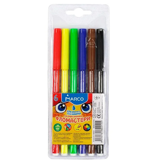 Markers "Marco Super Washable" 6 pcs. /1690- 6 FM/ (1/48/384)