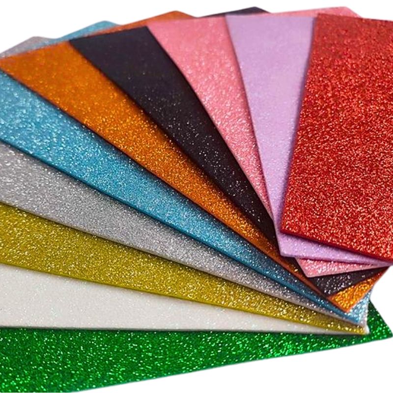 Flexica (foamiran) "Diamond handles" /200582/ EVA 1.8-2.0mm with glitter on an adhesive base MIX (10 sheets) (1/100)
