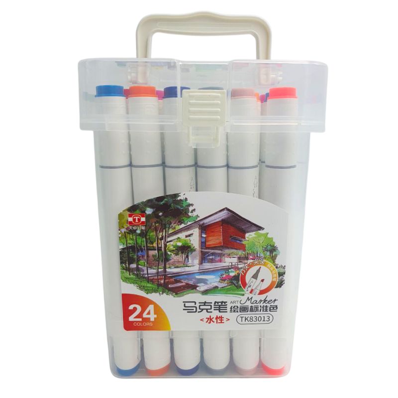 Sketch Marker double-sided "JO" /TK83013-24/ triangular. skosh/circle. 24pcs/set plast. container with handle (1/40)