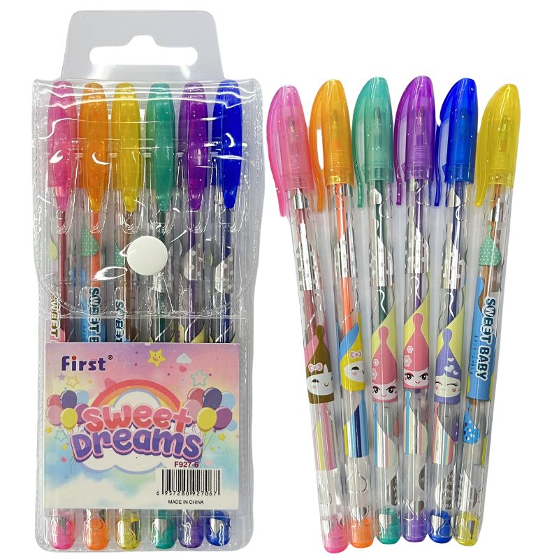 Set of gel pens fragrant /L927-6/ 6-color, "Sweet dreams" with PVC glitter (1/24/288)