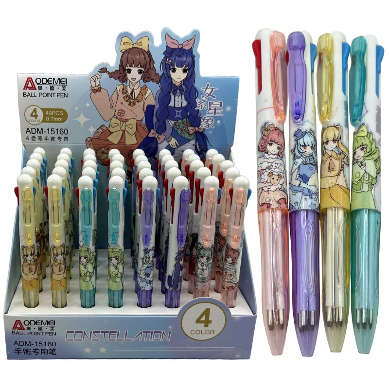 Ballpoint pen "AODEMEI" /ADM-15160/ 4-color "Fashionable girl" (40)