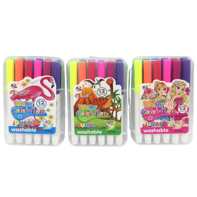 Felt-tip pens 12 pcs. /8502-12/ with soft brush washable 14.5 cm (1/27/108)