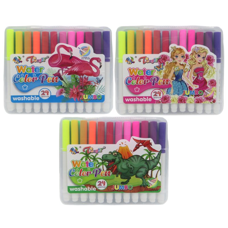 Felt-tip pens 24 pcs. /8502-24/ with soft brush washable 14.5 cm (1/14/56)