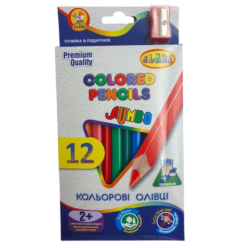 Colored pencils "CLASS" 12 col. /1812C/ JUMBO, triangular (1/12/240)