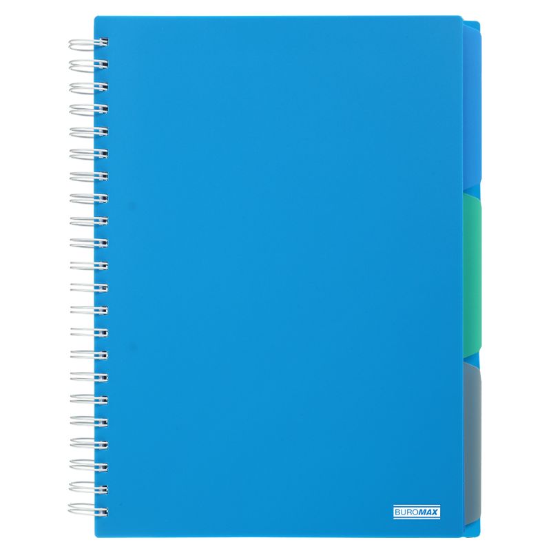 Notebook A4 (210*297)/120 sheets. "BuroMAX" /BM.24345912-02/ #, spiral, plastic cover, with divider, BRIGHT blue (1/36)