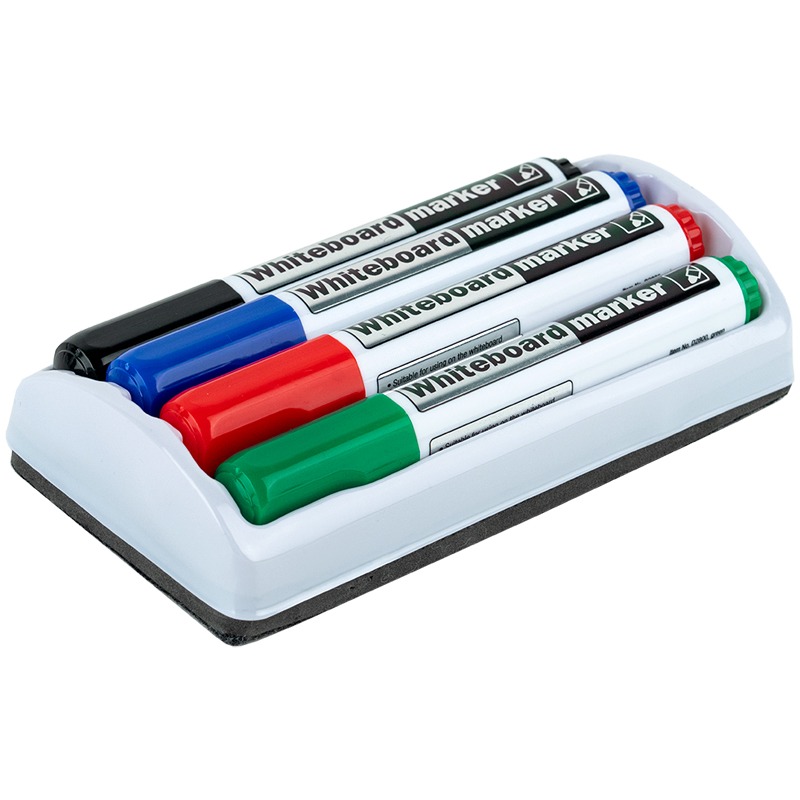 Set of dry-erase markers "Axent" /D2800-80/ for the board, Whiteboard: 4 markers + magnetic holder-sponge (1/12/72)