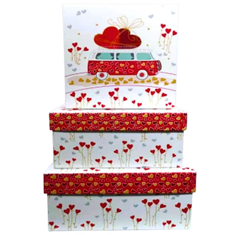 Gift box /271059/ square "Romantic" 3 pcs/pack, 20x20x9.5-15.5*15.5*7.5 cm