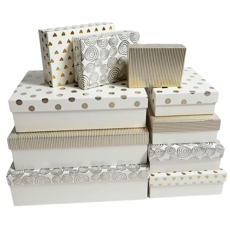 Gift box /271065/ rectangular "Gentle" 10 pcs/pack, 37x27x11-14x10x5 cm