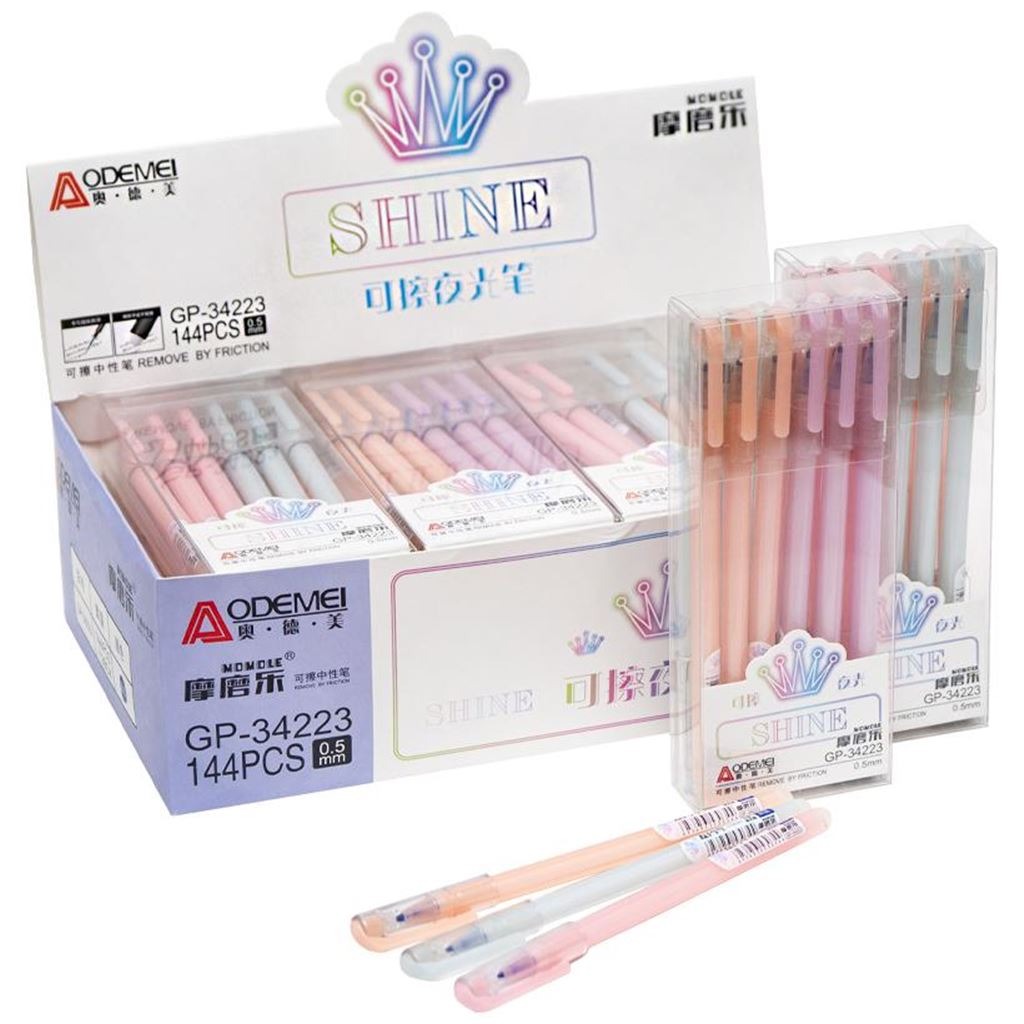 Pen "Write-erase" "AODEMEI" /34223/ "Shine" 0.5mm, blue (12/144/2304)