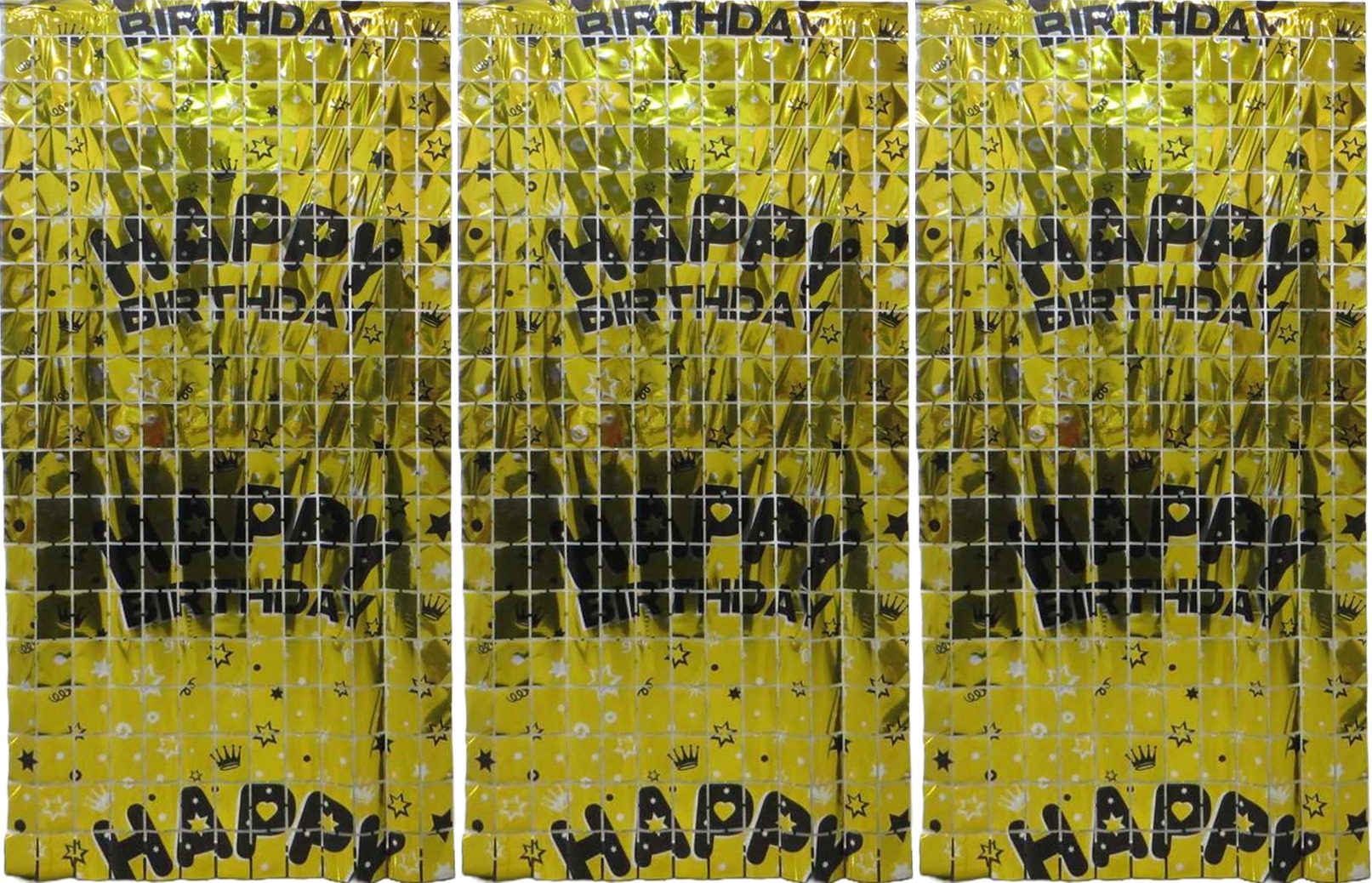 Фотозона-шторка з фольги /13002-G/ "Квадрат-Happy Birthday" 1*2м 2.0мкр.,золото (1/12)