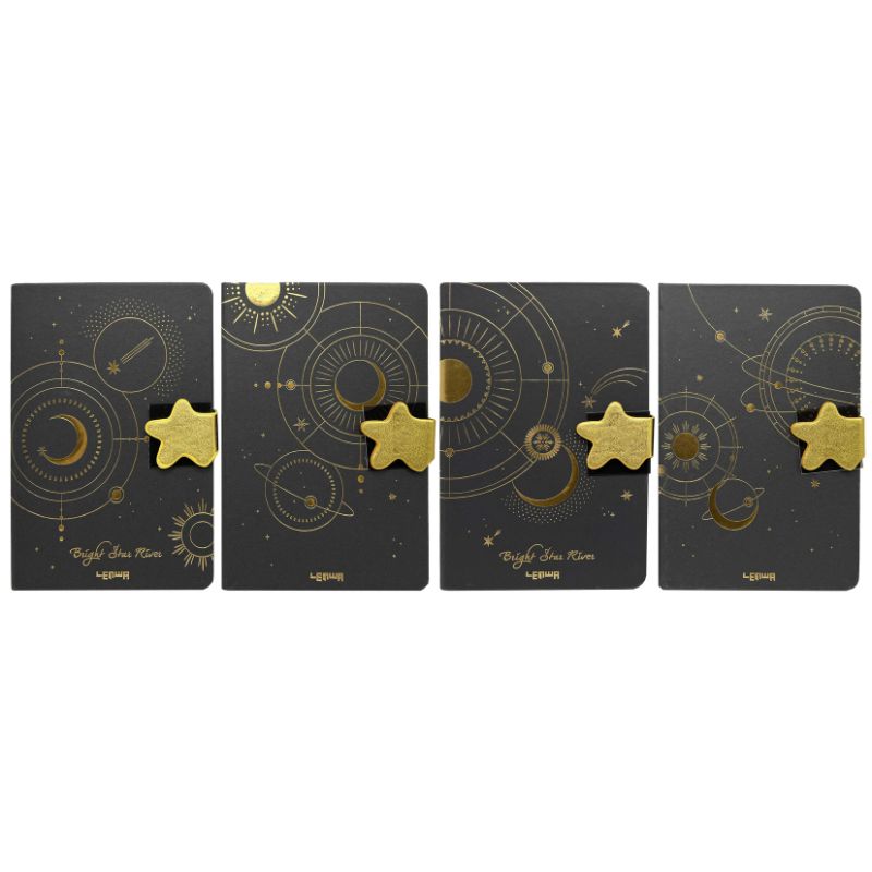 Sketchbook A5/128 sheets /20150-К/ black magnetic pages, "Golden Planets", mix (1/8)