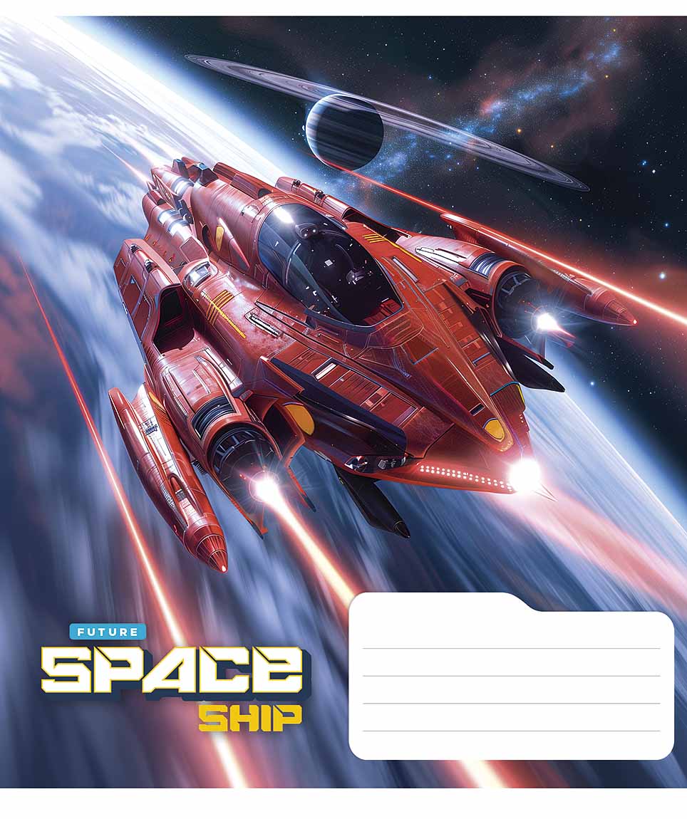 Student's notebook "Star" 48 sheets == /3435L/ "Space ship" VD varnish (boy) (10/100)