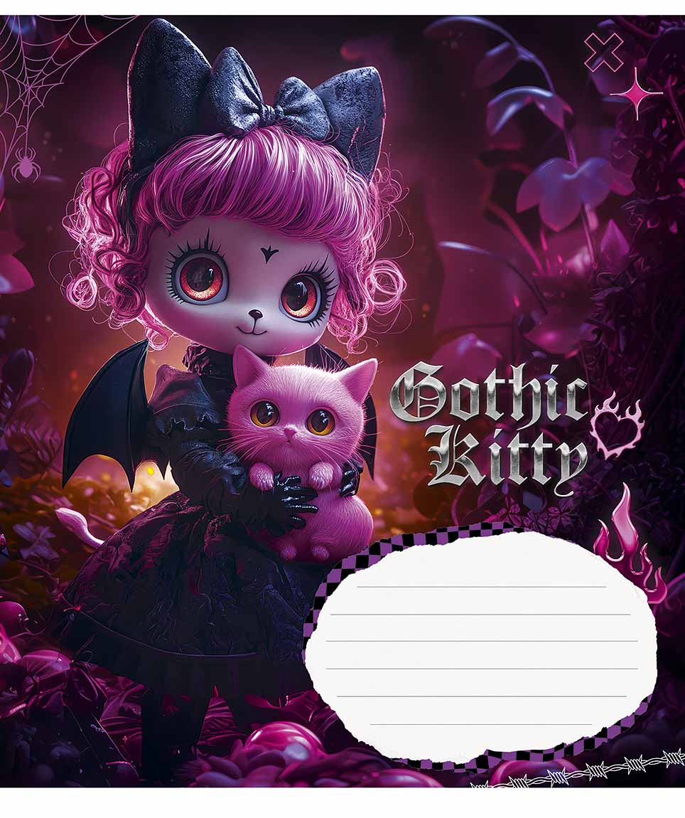 Зошит уч. "Школярик" 18арк.# /3531K/ "Gothic cats " виб.УФ-лак (дівчинка) (25/250)