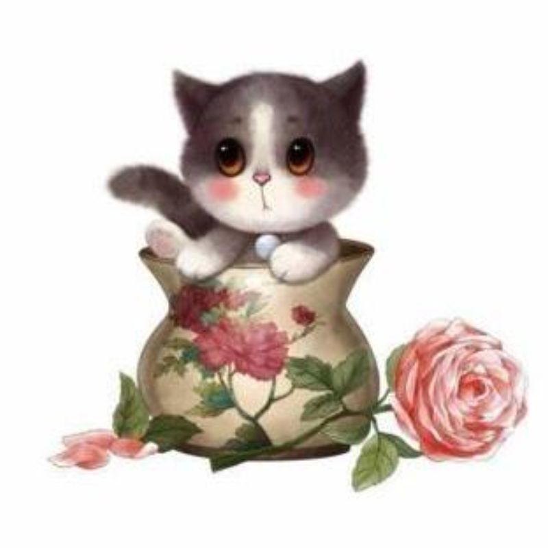 Diamond mosaic "JO" /GLD60370 - GB70272/ "Kitten" on a stretcher 30*40cm