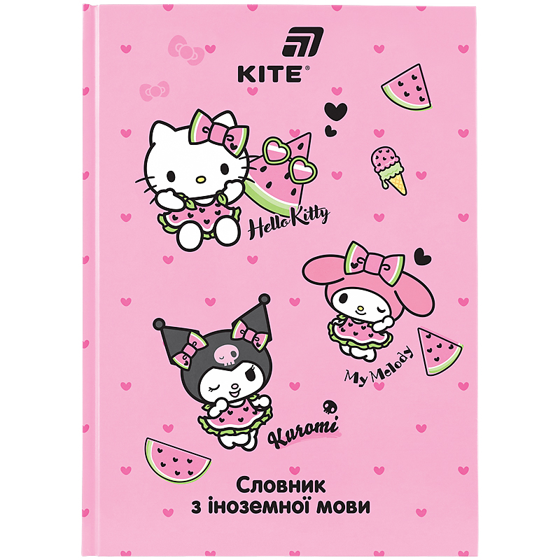 Зошит-словник іноземна мова 145*210мм/60 арк "Kite" /HK26-407/ Hello Kitty MIX  тверда обкл, виб.УФ лак, 65г/м2 (1/20)