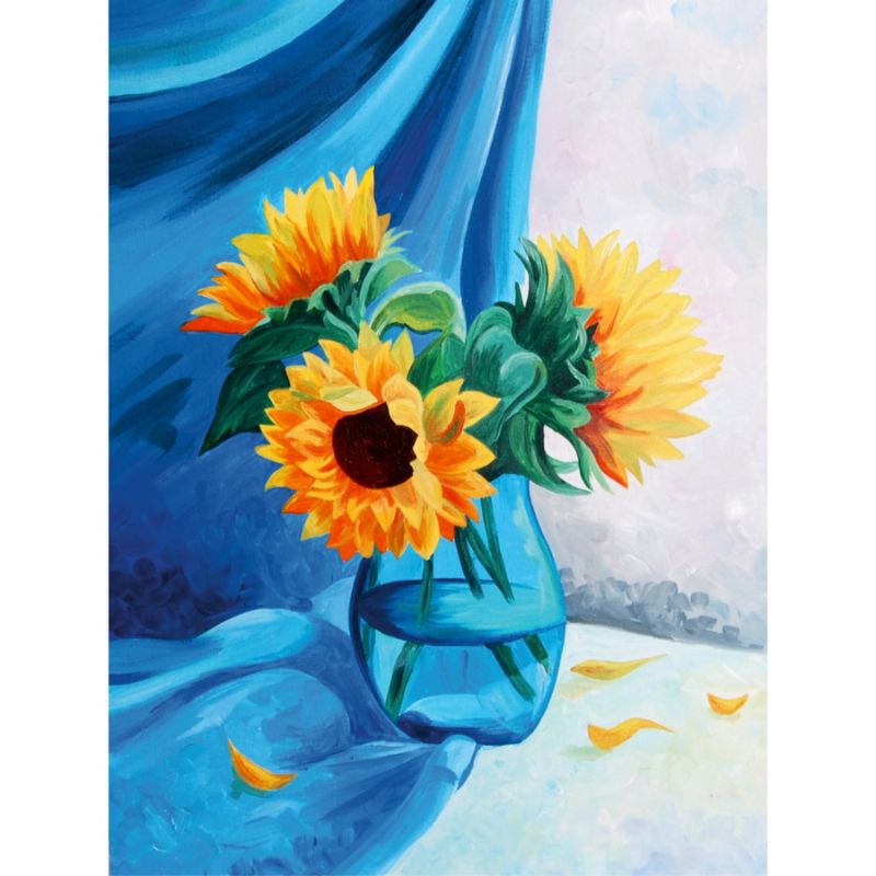 Painting on cardboard with a contour "ROSA START" 30*40 "Sunflowers in a vase" WITHOUT PAINTS /143/