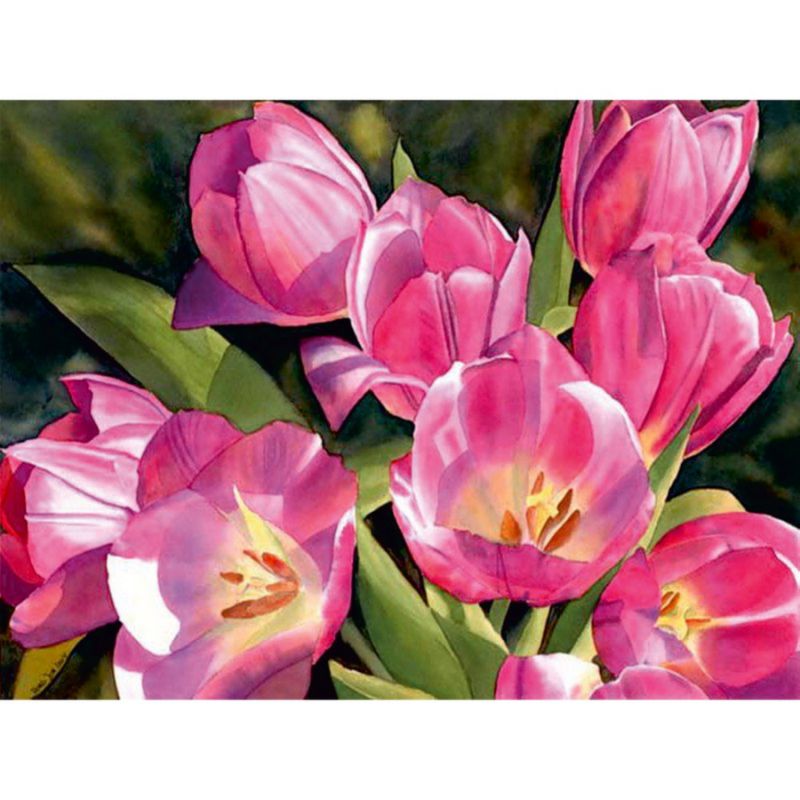 Painting on cardboard with contour "ROSA START" 30*40 "Pink tulips" /654/ WITHOUT PAINTS