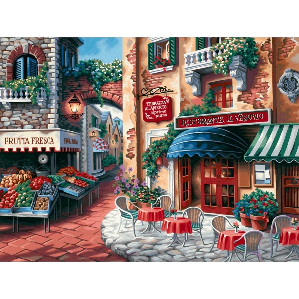 Painting on cardboard with contour "ROSA START" 30*40 "Street in Italy" /623/ WITHOUT PAINTS