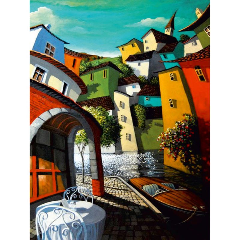 Painting on cardboard with outline "ROSA START" 30*40 "Street of Venice" /170/ WITHOUT PAINTS