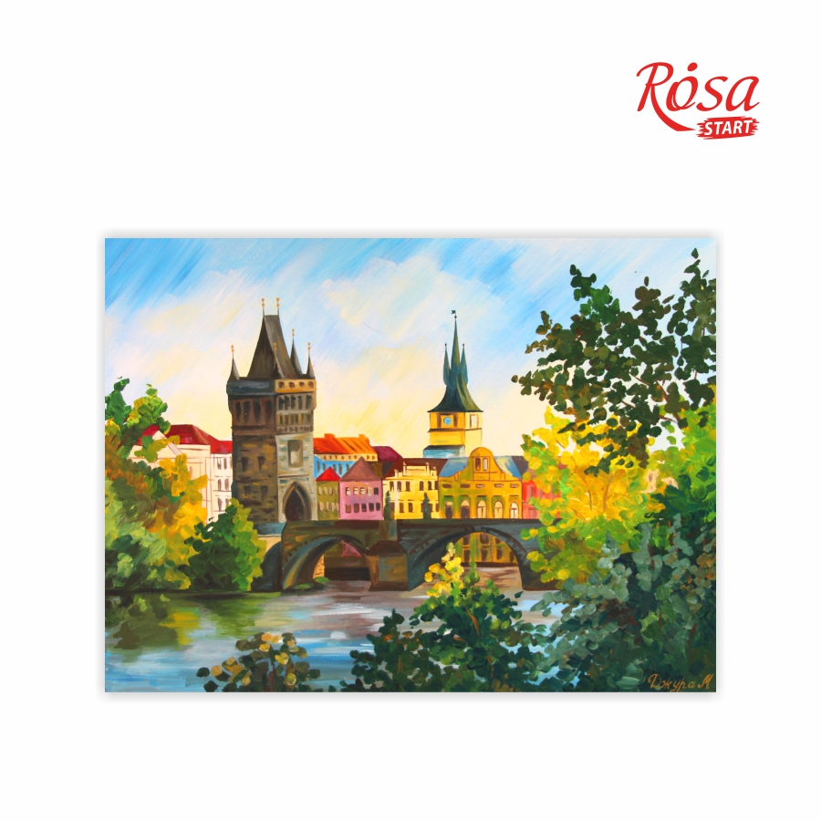 Painting on cardboard with outline "ROSA START" 30*40 Cities "Prague" /955/ WITHOUT PAINTS