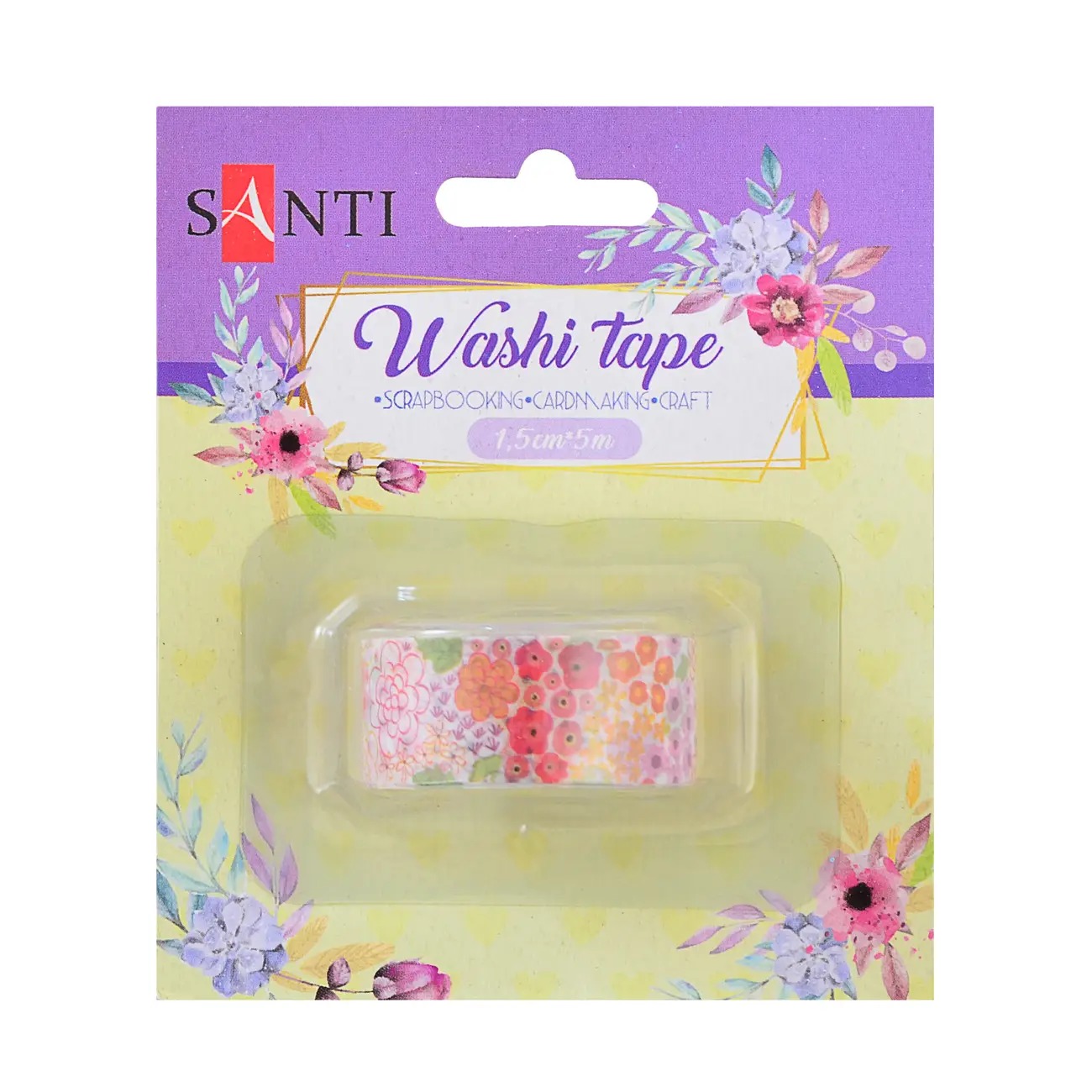 Decorative tape "SANTI" /742210/ "Garden" 1.5cm*5m (1/50/500)