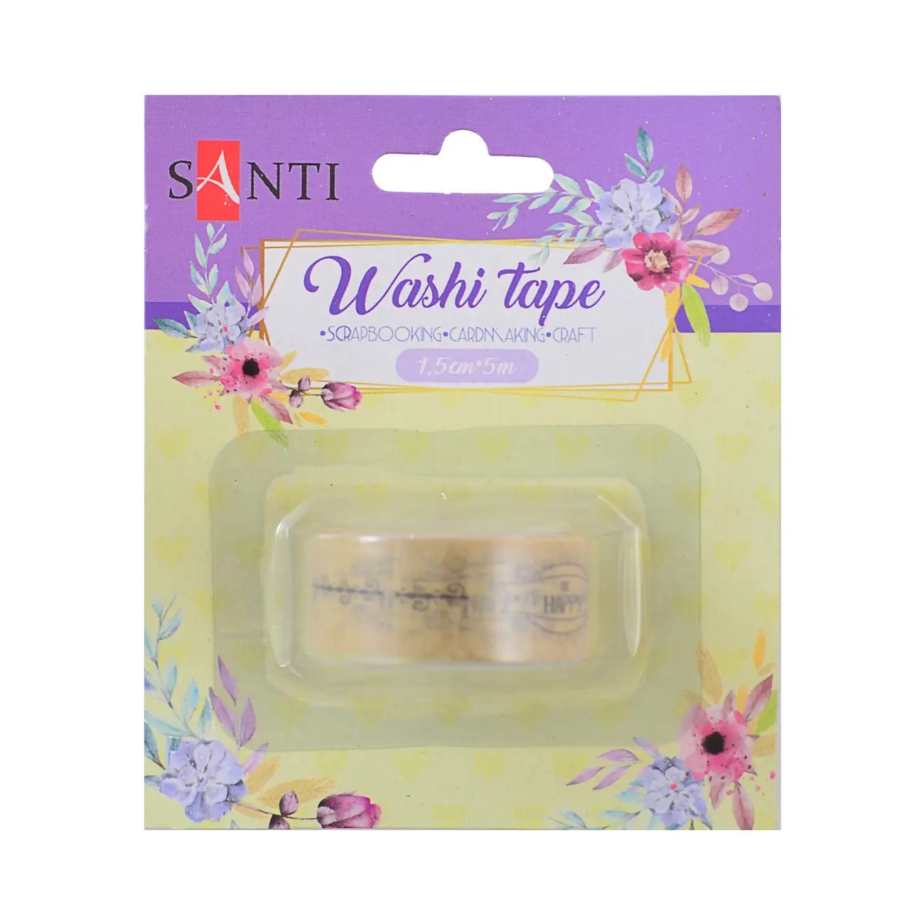 Decorative tape "SANTI" /742196/ "Happiness" 1.5cm*5m (1/50/500)