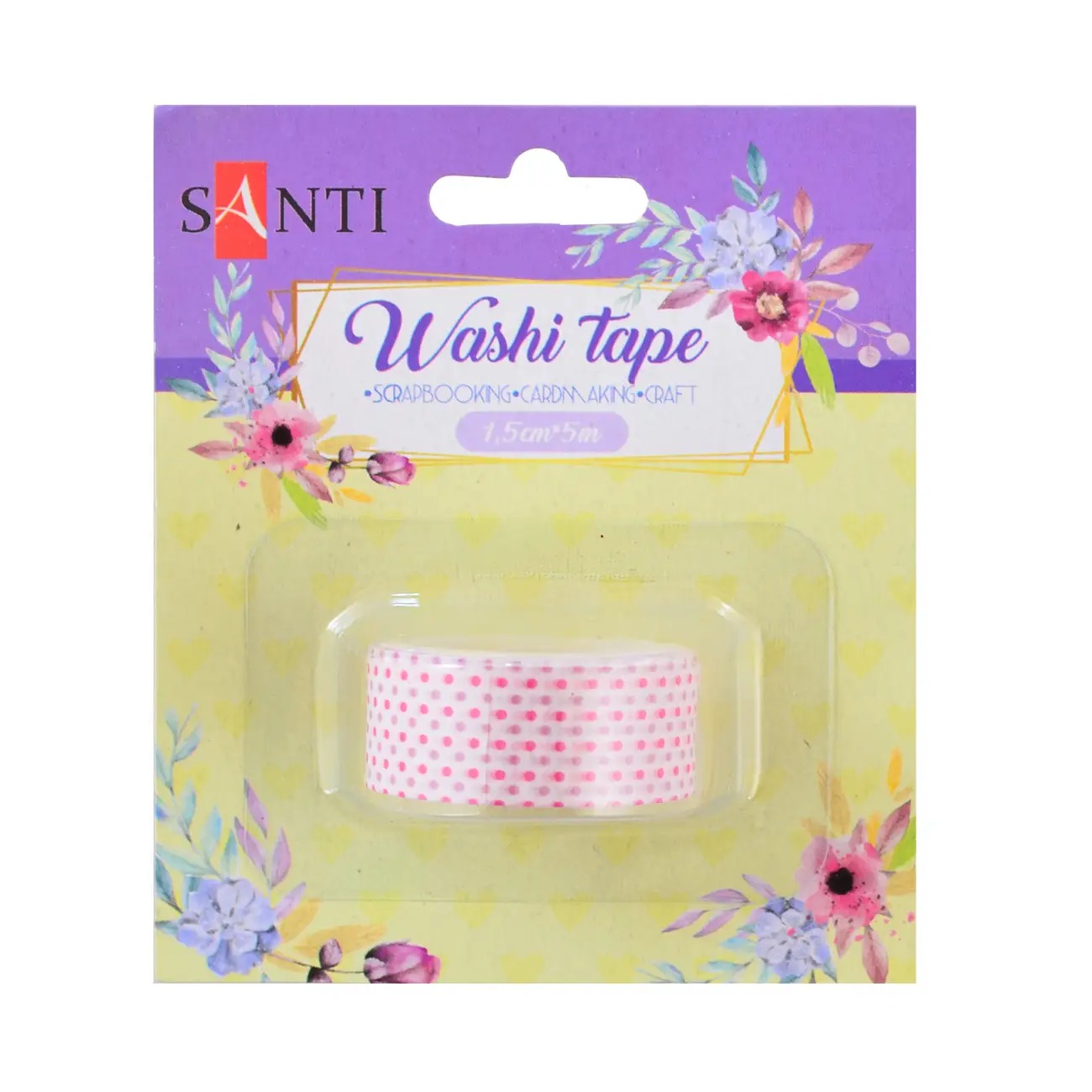 Decorative tape "SANTI" /742258/ "Lilies" 1.5cm*5m (1/50/500)