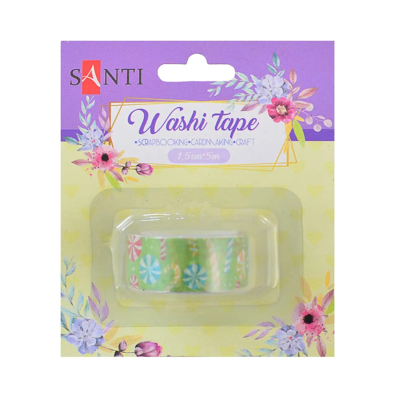 Decorative tape "SANTI" /742237/ "Lollipop" 1.5cm*5m (1/50/500)