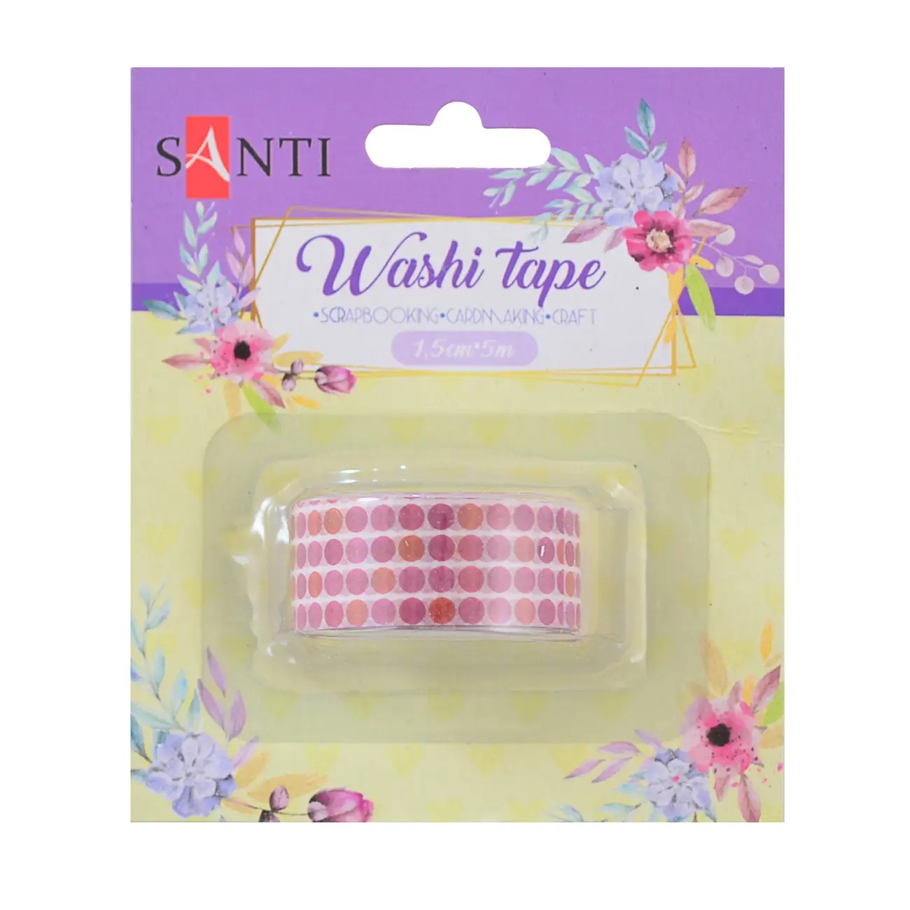 Decorative tape "SANTI" /742214/ "Sweet pills" 1.5cm*5m (1/50/500)