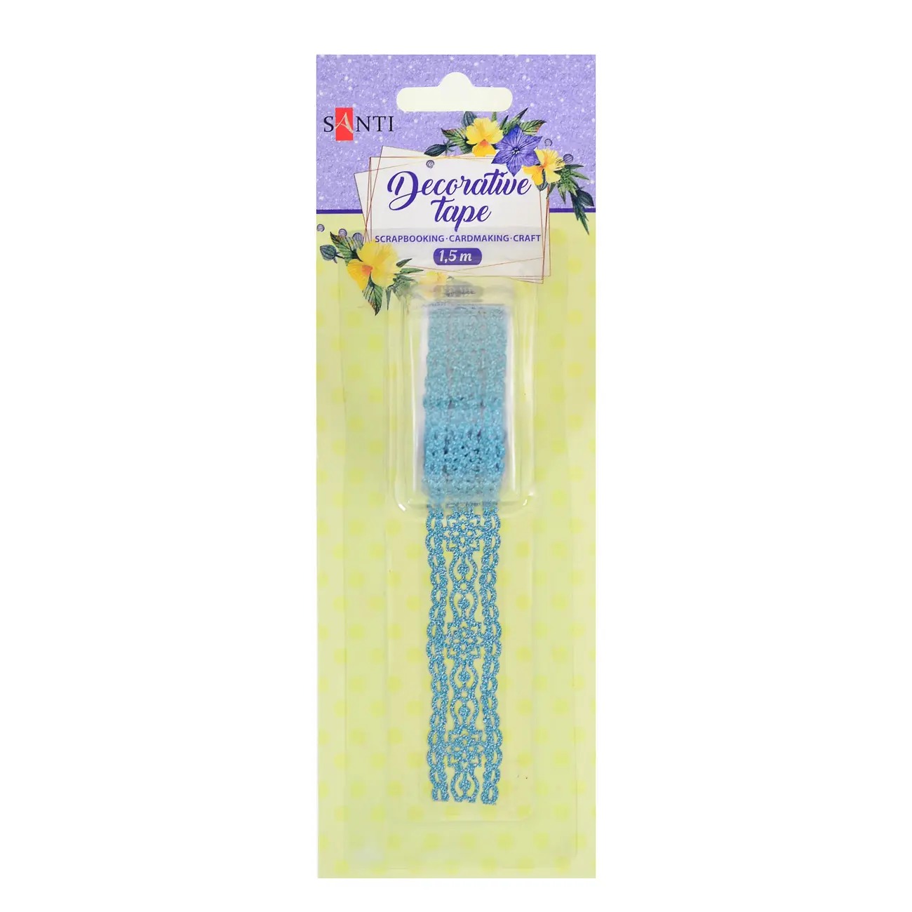 Tape decorative shaped "SANTI" /742256/ shiny, "Lace", blue, 1.5 m (1/20/200)