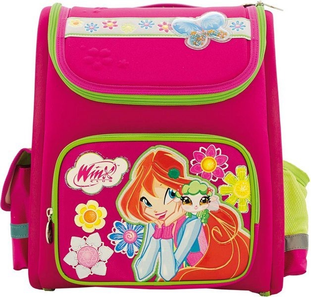 Frame backpack "1B" /551530/ H-17 "WINX-CLUB" bright pink, 29x13x34 cm, front/back. (1/4)
