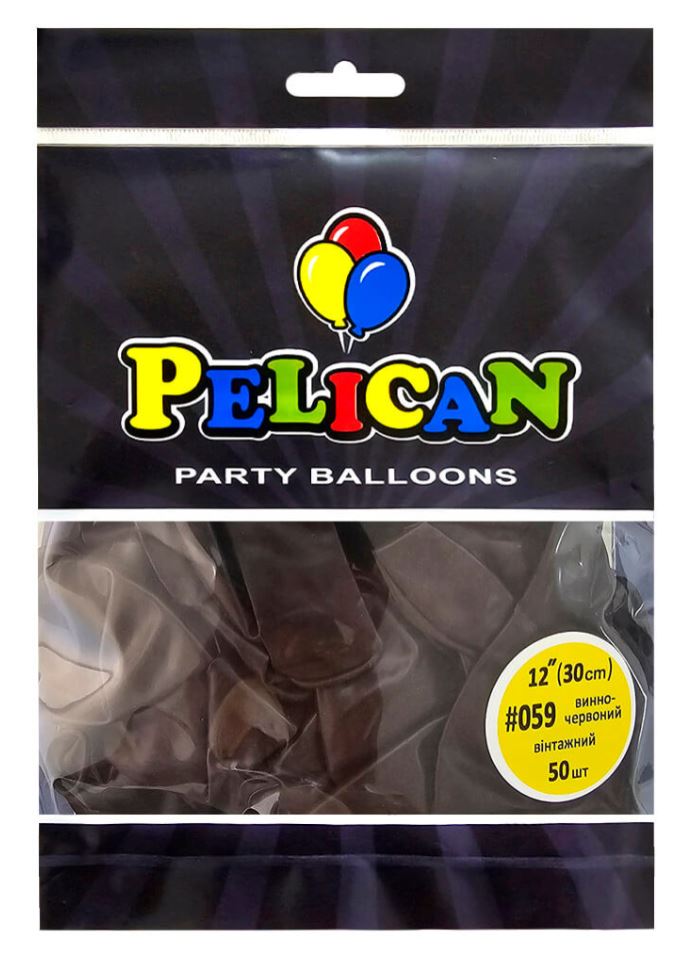 Balloons "Pelican" /812059/ latex 12"(30cm) vintage wine-red, 50pcs