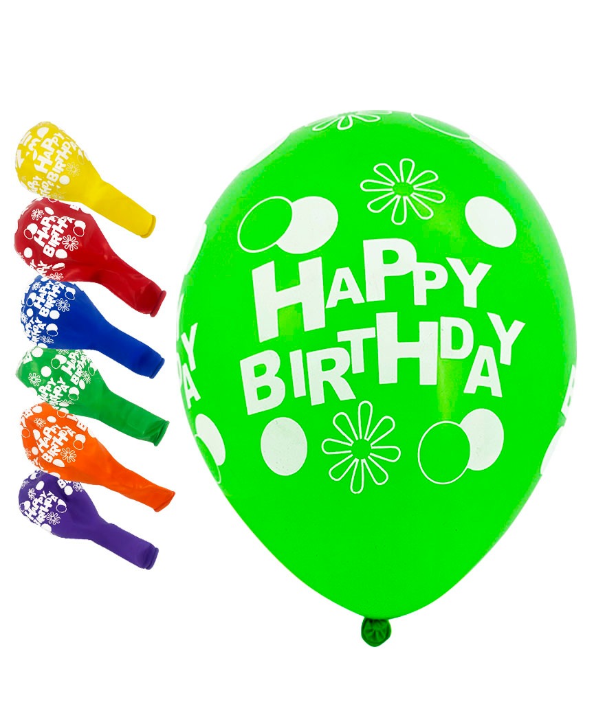 Air balloons "Pelican" /824018/ latex 12"(30cm) "Happy Birthday, flowers" 5-page 50pcs