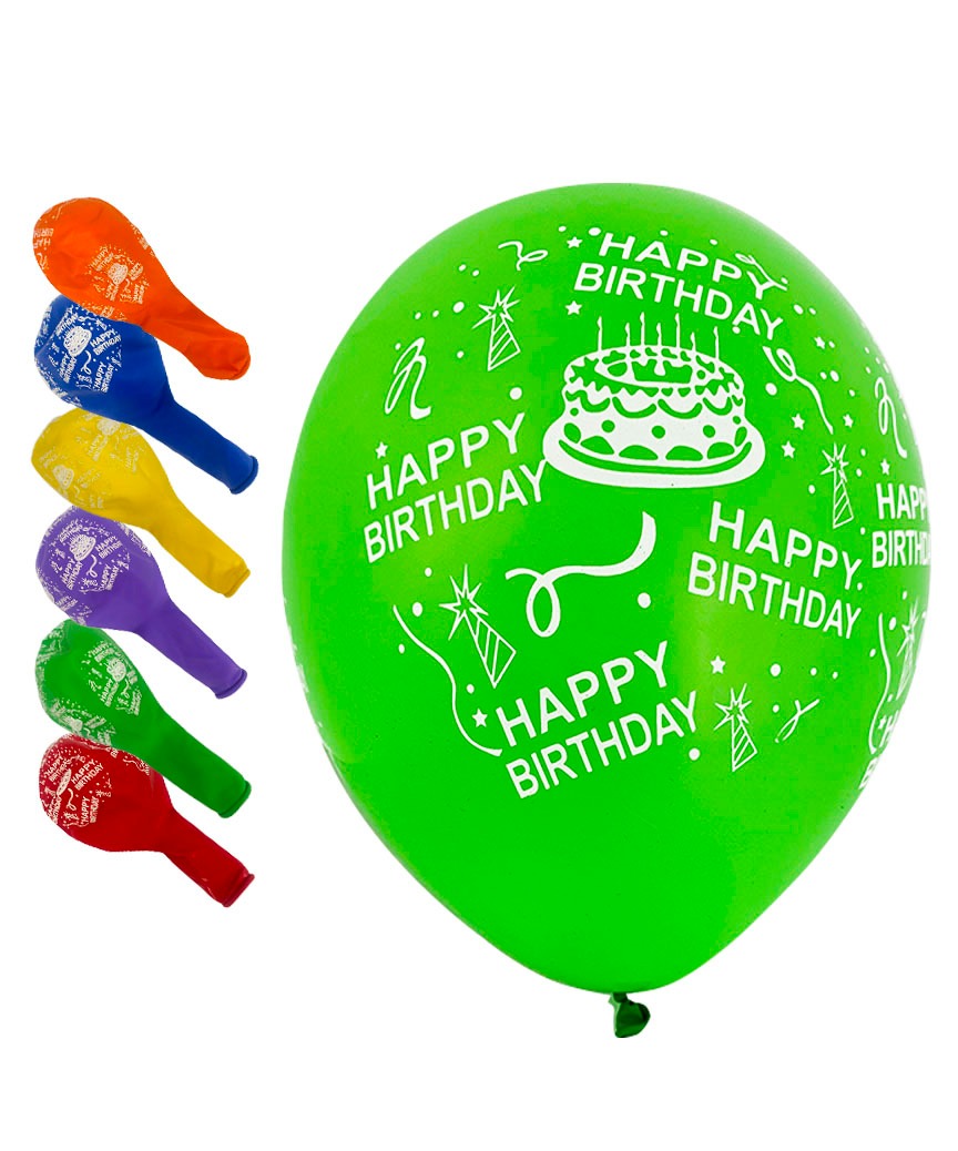 Air balloons "Pelican" /827024/ latex 12"(30cm) "Happy Birthday. Cake" 5-p.  10 pieces